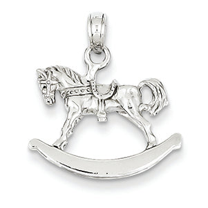 14K White Gold 3-D Rocking Horse Pendant