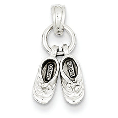 14K White Gold 3-D Moveable Baby Booties Pendant