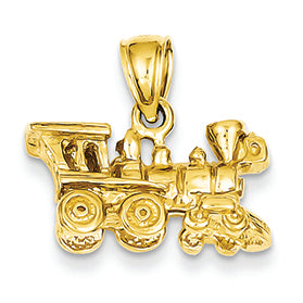 14K Gold 3-D Locomotive Pendant