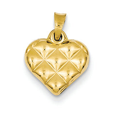 14K Gold Quilted Puffed Heart Charm