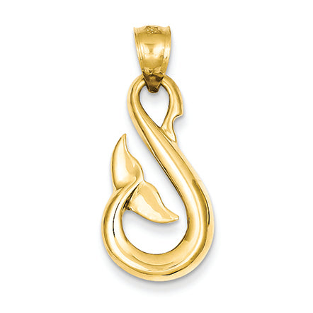 14K Gold Whale Tail Pendant