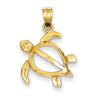 14K Gold Open Turtle Pendant