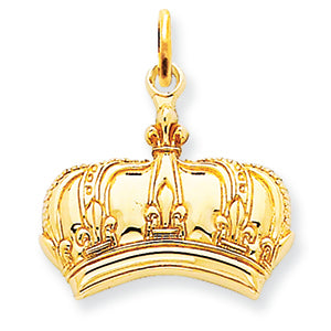 14K Gold Fleur De Lis Crown Charm