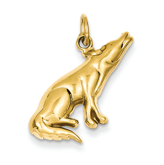14K Gold Wolf Charm