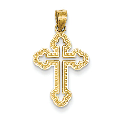 14K Gold Cut-out Budded Cross Charm