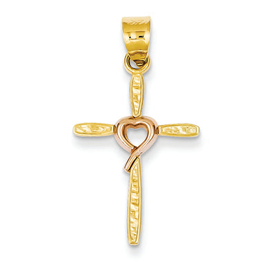 14K Gold Two-tone Cross Pendant