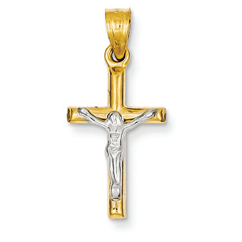 14K Gold Two-tone Hollow Crucifix Charm