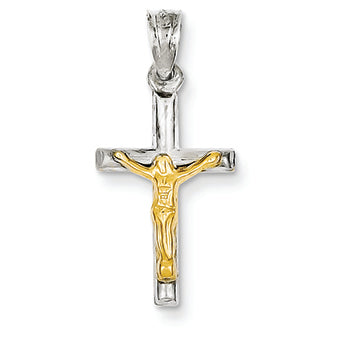 14K Gold Two-tone Hollow Crucifix Charm