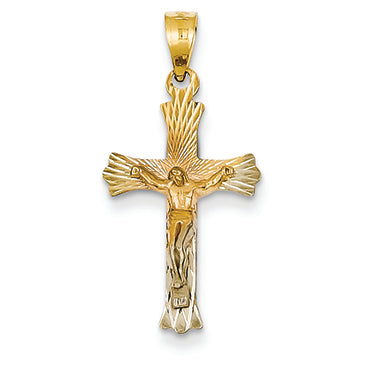 14K Gold & Rhodium Crucifix Pendant