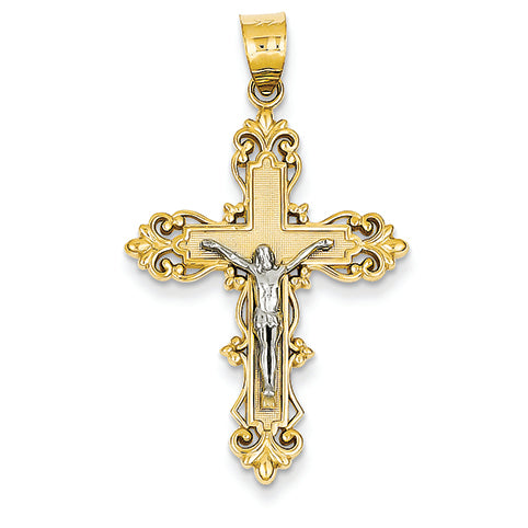 14K Gold Two-tone Crucifix Pendant