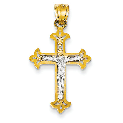 14K Gold Two-tone Crucifix Pendant
