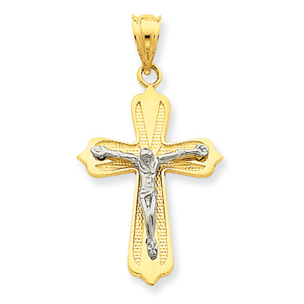 14K Gold Two-tone Crucifix Pendant