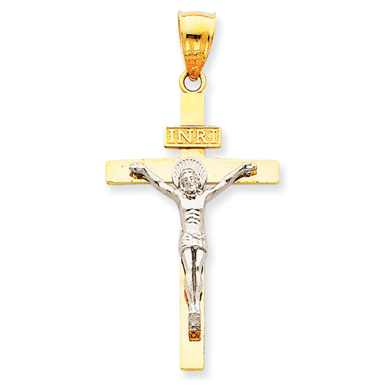 14K Gold Two-tone INRI Crucifix Pendant