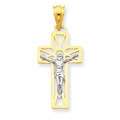 14K Gold Two-tone Crucifix Pendant