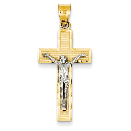 14K Gold Two-tone Diamond -Cut Crucifix Pendant