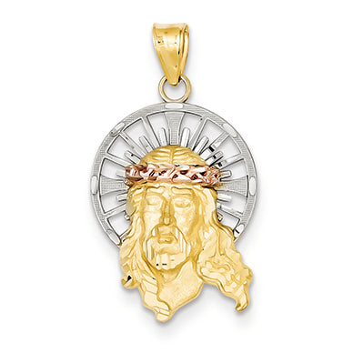 14K Gold Tri-Color Diamond Cut Christ Charm