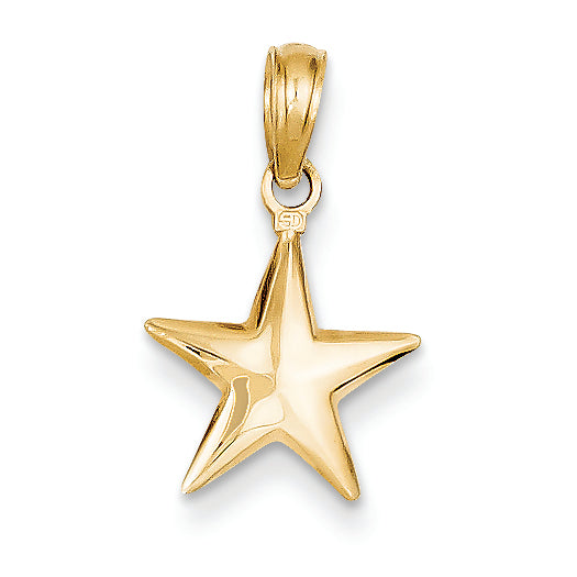 14K Gold Small Polished 3-D Star Charm