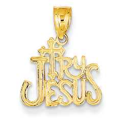14K Gold Try Jesus Pendant