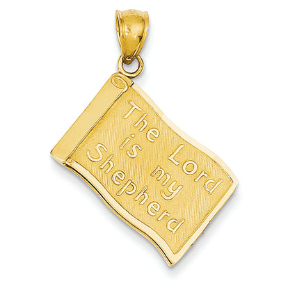 14K Gold The Lord is My Shepherd Book Pendant