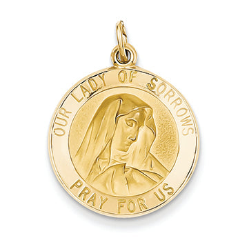 14K Gold Our Lady of Sorrows Medal Pendant