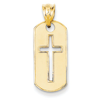 14K Gold Polished Cross Cut-out Pendant