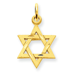 14K Gold Solid Satin Star of David Charm
