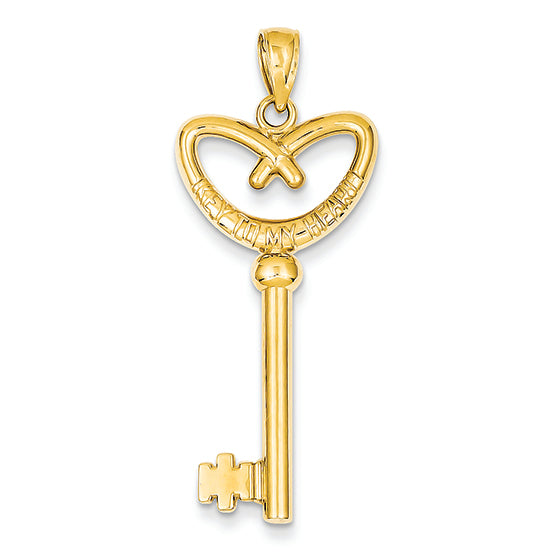14K Gold Pretzel Heart Key with Key to my Heart Pendant