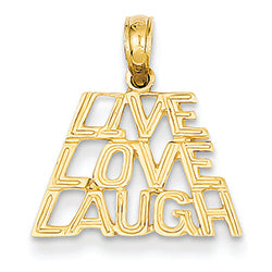 14K Gold Live, Laugh, Love Pendant