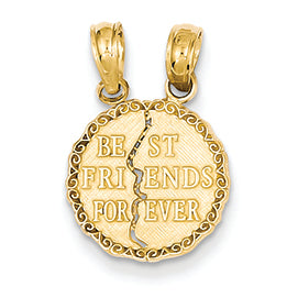 14K Gold Best Friends Forever Break apart Pendant