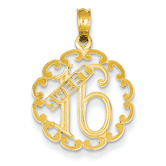 14K Gold Sweet 16 Pendant