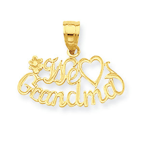 14K Gold We Heart Grandma Pendant