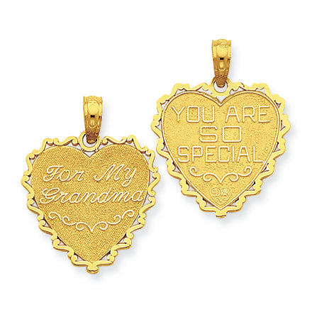 14K Gold Reversible You are so Special / For My Grandma Pendant