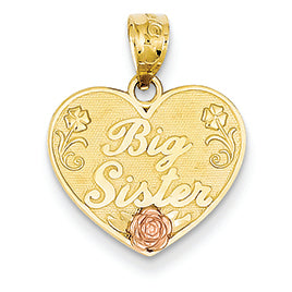 14K Gold Two-tone Big Sister Heart Pendant