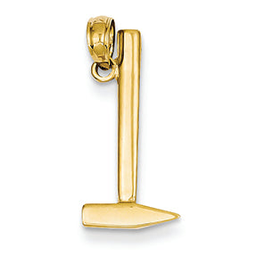 14K Gold 3-D Hammer Pendant