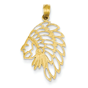 14K Gold Cut-out Indian Head Pendant