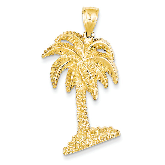 14K Gold Large Palm Tree Pendant