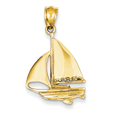 14K Gold Sailboat Pendant