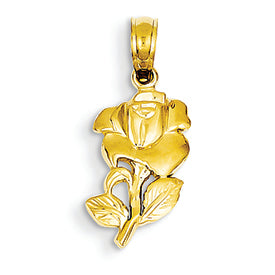 14K Gold Rose Pendant