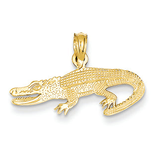 14K Gold Textured Alligator Pendant