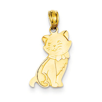 14K Gold Sitting Cat Pendant
