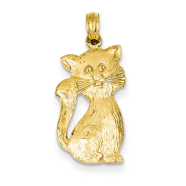 14K Gold Sitting Cat Pendant