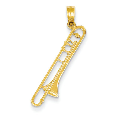 14K Gold Trombone Pendant