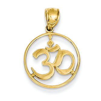 14K Gold Cut-out Round Frame Yoga Symbol Pendant