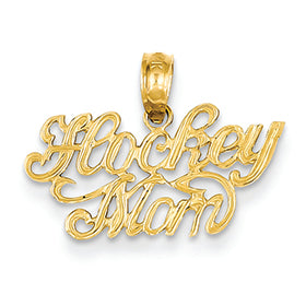 14K Gold Hockey Mom Pendant