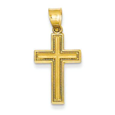 14K Gold Small Satin Cross Pendant