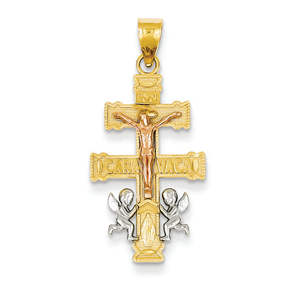 14K Gold Tri-color Small Cara Vaca Cross Pendant