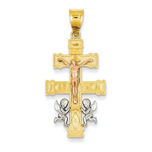 14K Gold Two-tone & Rhodium Large Cara Vaca Cross Pendant