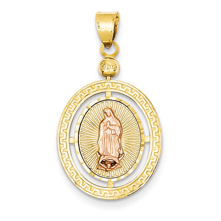 14K Gold Two-tone & Rhodium Reversible Ecco Homo/Guadalupe Pendant