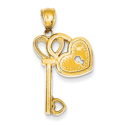 14K Gold Heart Key & Lock Pendant
