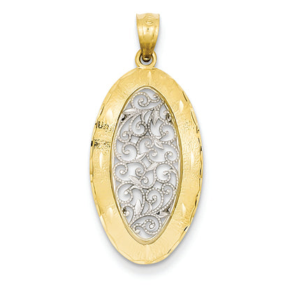 14K Gold Two-tone Oval Pendant